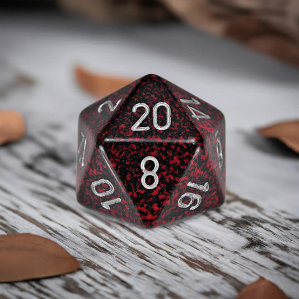 CHXXS2005 Silver Volcano Speckled Die Silver Numbers D20 34mm Pack of 1 (ONLINE ORDER ONLY)