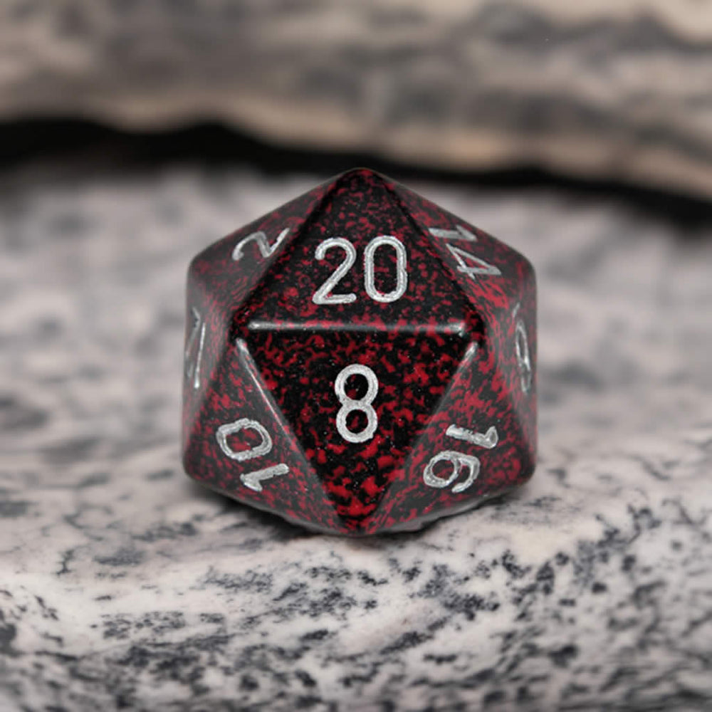CHXXS2005 Silver Volcano Speckled Die Silver Numbers D20 34mm Pack of 1 (ONLINE ORDER ONLY)