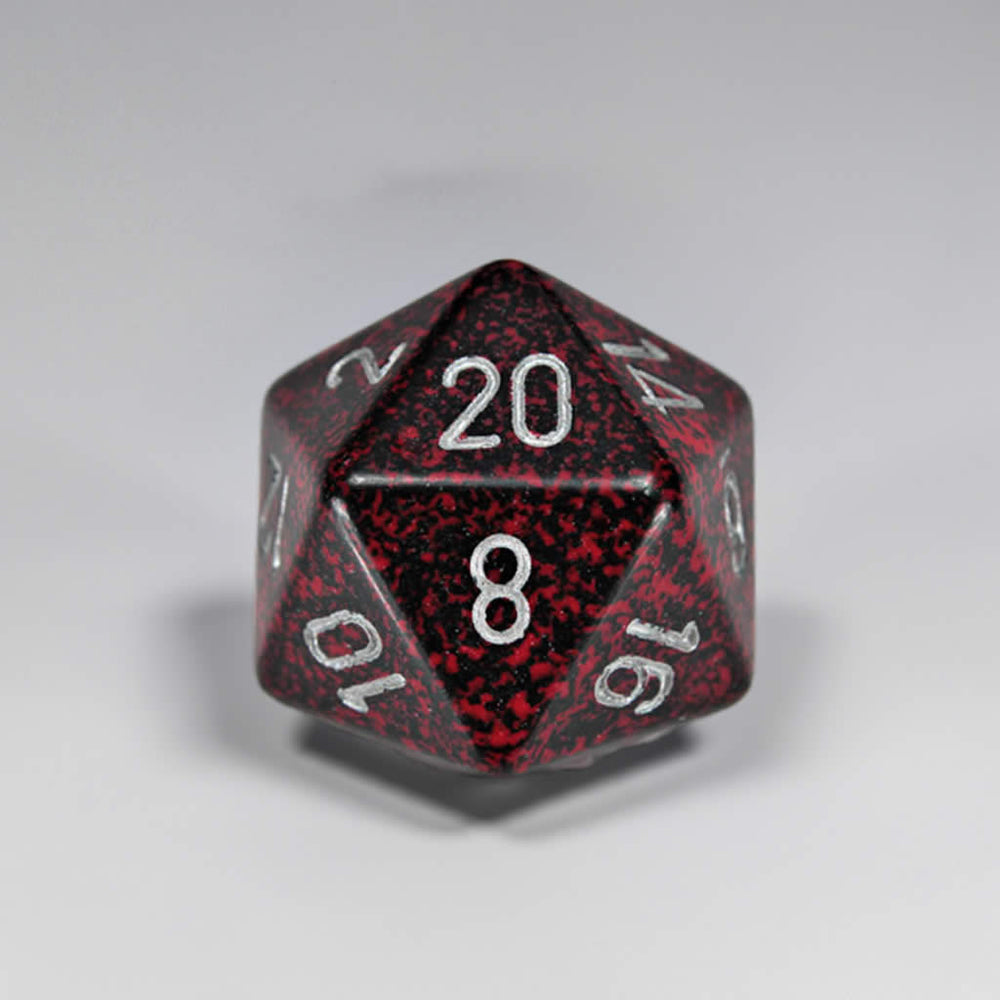 CHXXS2005 Silver Volcano Speckled Die Silver Numbers D20 34mm Pack of 1 (ONLINE ORDER ONLY)