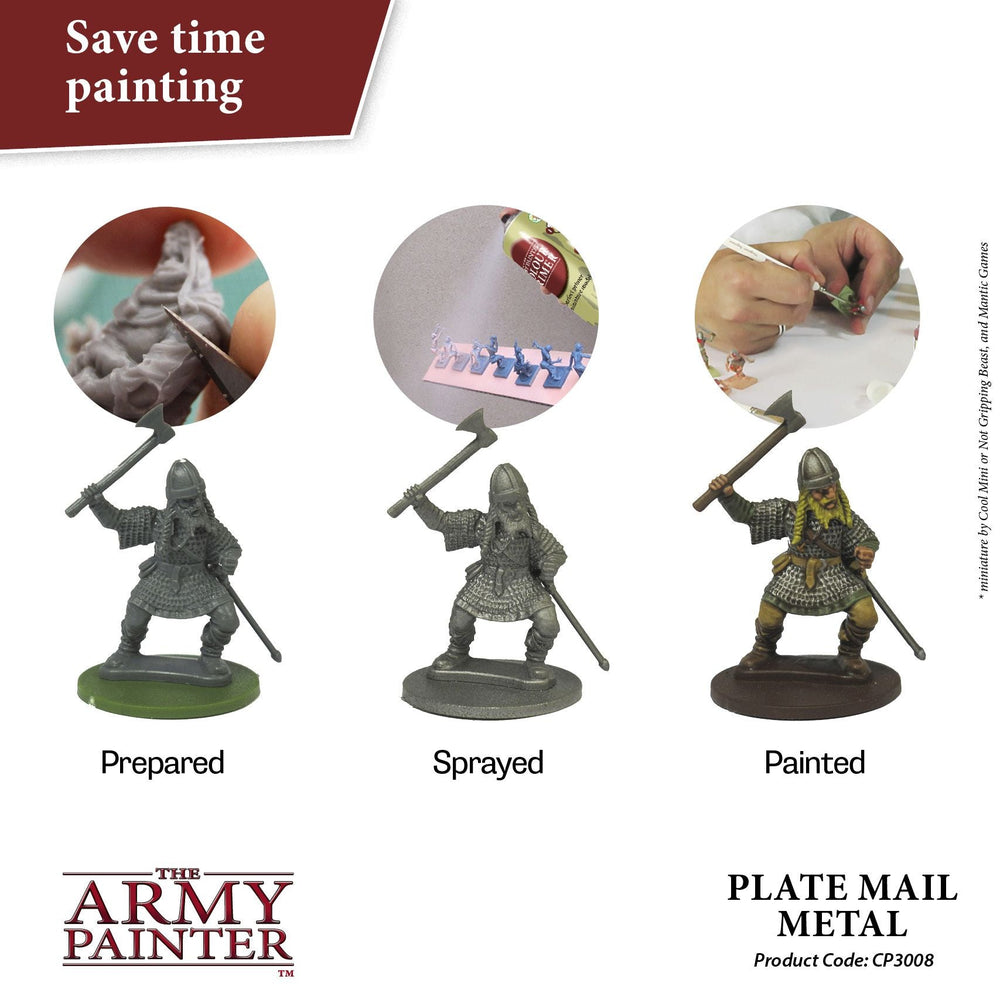 Army Painter Colour Primer: Plate Mail Metal (ONLINE ORDER ONLY)