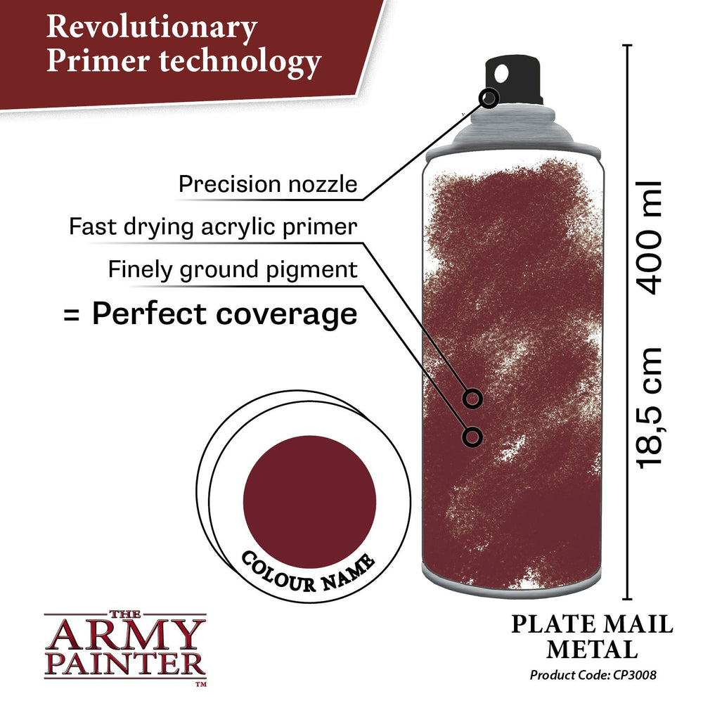 Army Painter Colour Primer: Plate Mail Metal (ONLINE ORDER ONLY)