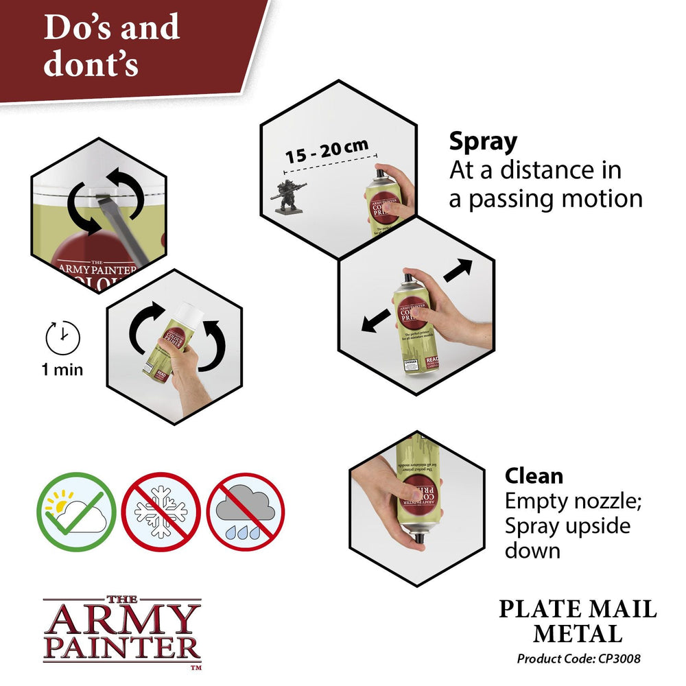 Army Painter Colour Primer: Plate Mail Metal (ONLINE ORDER ONLY)