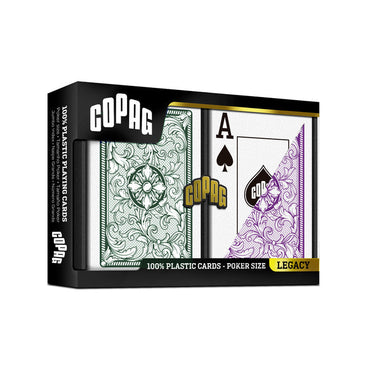 COPAG Playing Cards: Double Deck Set - Legacy - Green/Purple - Poker Size - Jumbo Index (2) (ONLINE ORDER ONLY)