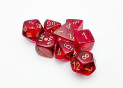Translucent Polyhedral Crimson/gold 7-Die Set (with bonus die) (Online Only)