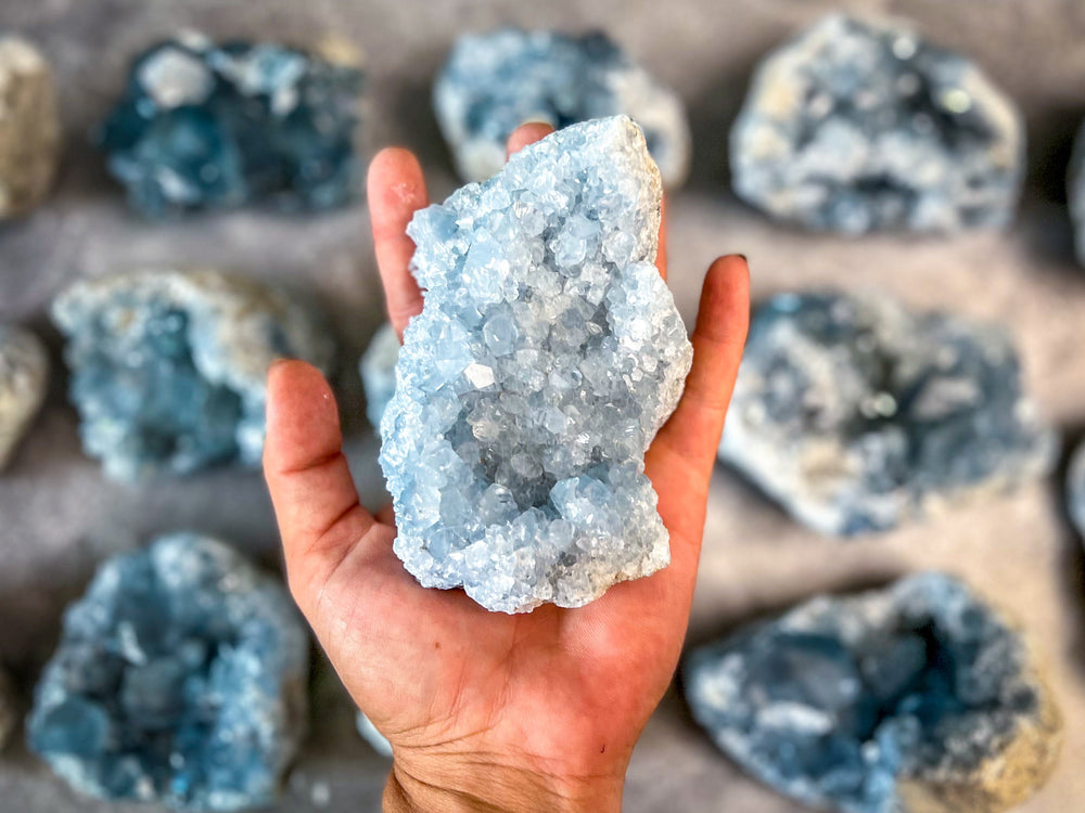 Ethically Sourced CELESTITE Clusters 450-800 Grams (ONLINE ORDER ONLY)