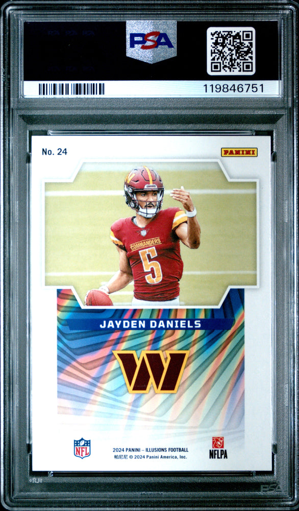 Graded 2024 Panini Illusions Jayden Daniels #24 Game Magicians Rookie RC Football Card PSA 10 Gem Mint