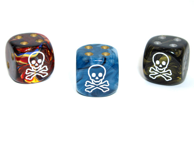 Skull & Crossbones d6 Pipped Dice 16mm | Custom Pirate Dice of Random Color (sold per piece) (Online Only)
