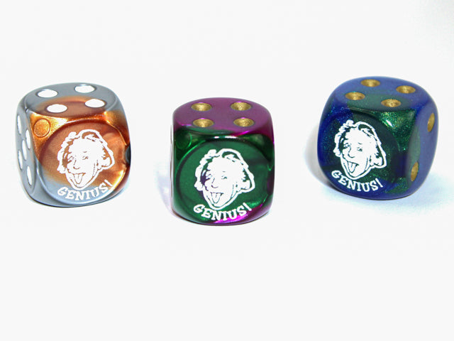 Genius d6 (Custom engraved) (Dice colors are filled at random) Pipped Dice 16mm (Online Only)