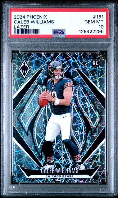 Graded 2024 Panini Phoenix Caleb Williams #151 Lazer Rookie RC Football Card PSA 10 Gem Mint