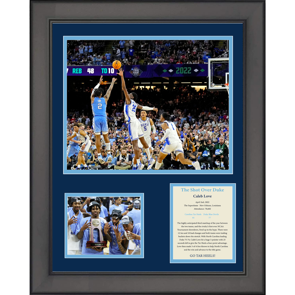 Framed Caleb Love North Carolina UNC Shot vs Duke 2021-2022 NCAA Tournament College Basketball 11"x14" Three Photo Collage (ONLINE ORDER ONLY)