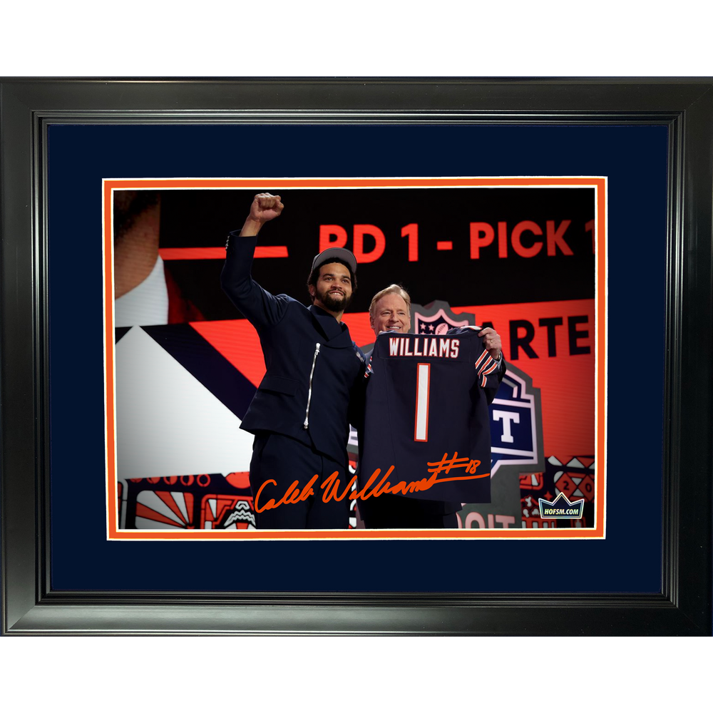 Framed Caleb Williams Draft Chicago Bears Facsimile Laser Engraved Signature Auto 11"x14" Football Photo HOFSM Holo (ONLINE ORDER ONLY)