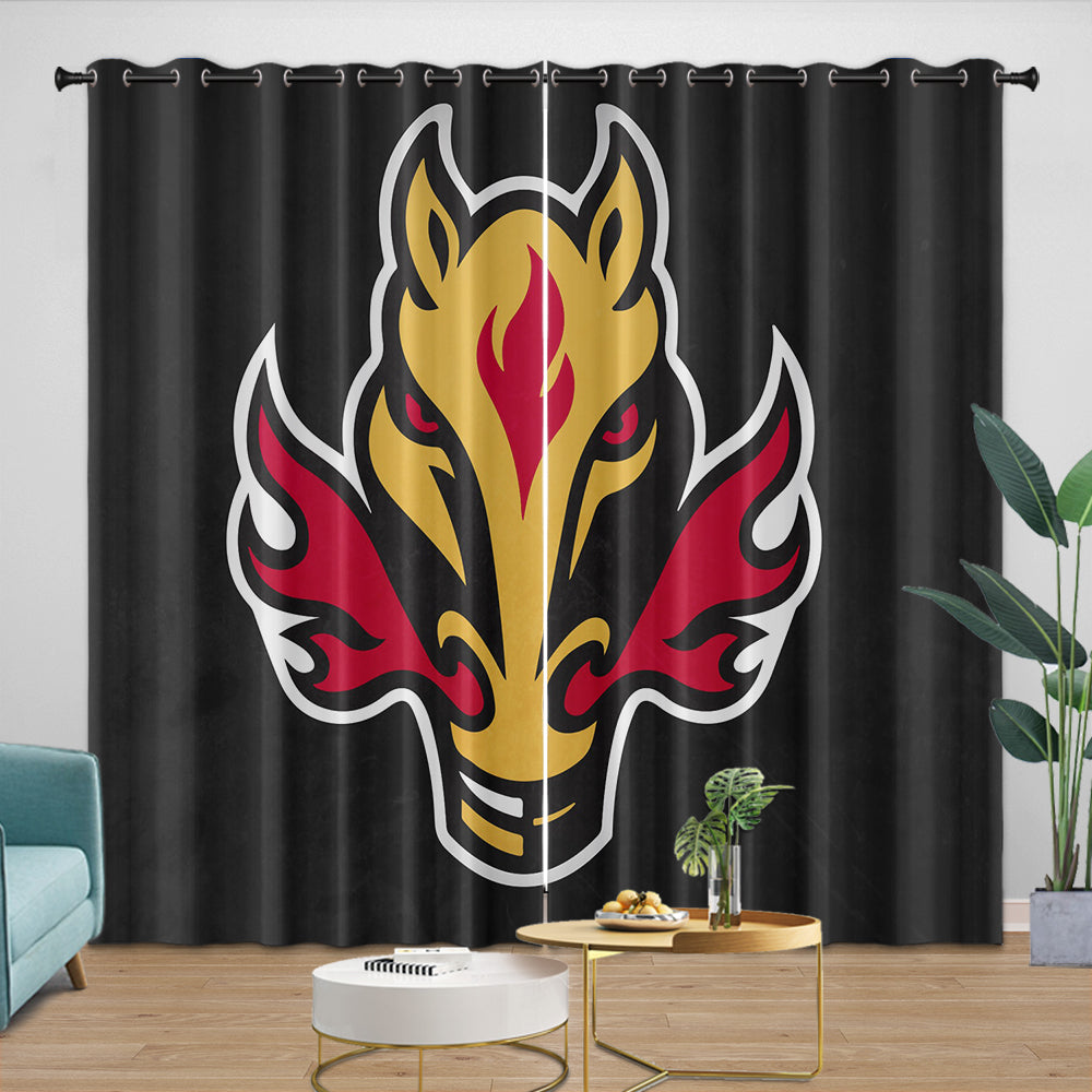 Calgary Flames Curtains Blackout Window Drapes Room Decoration (Online Order Only)