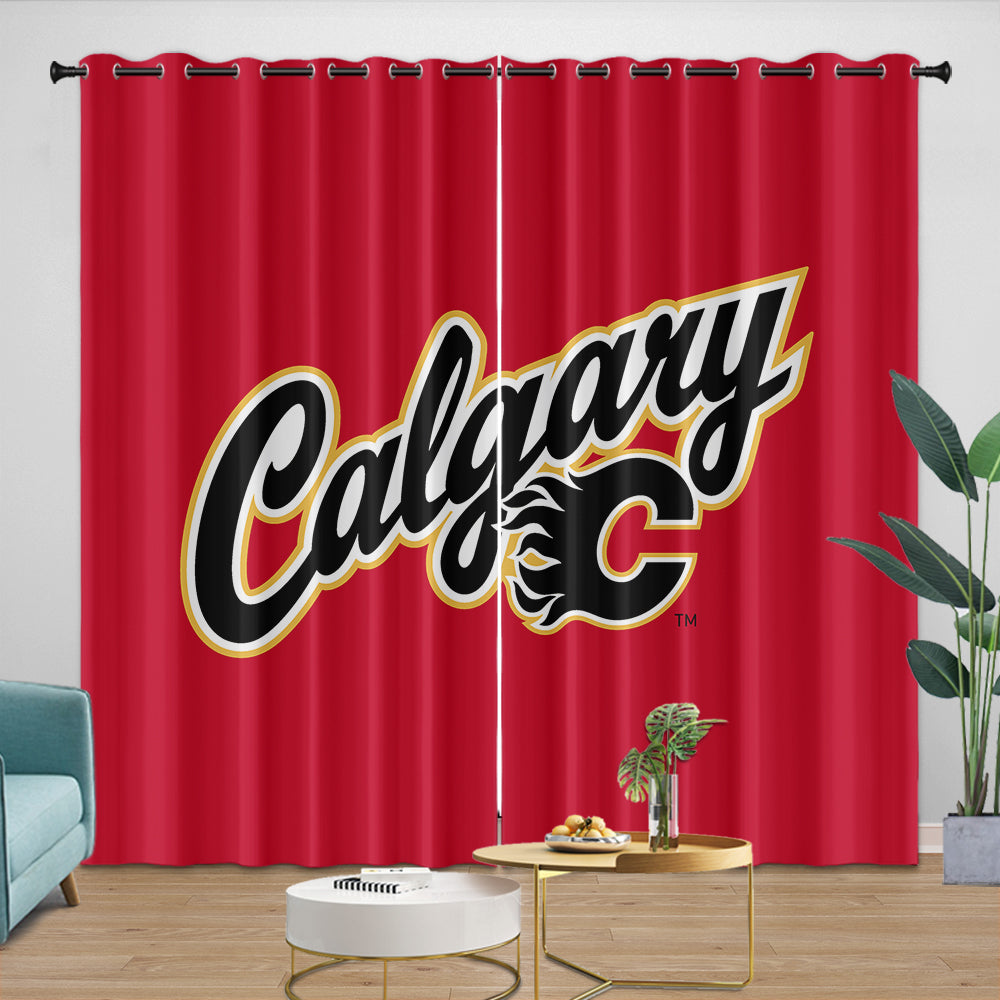 Calgary Flames Curtains Blackout Window Drapes Room Decoration (Online Order Only)