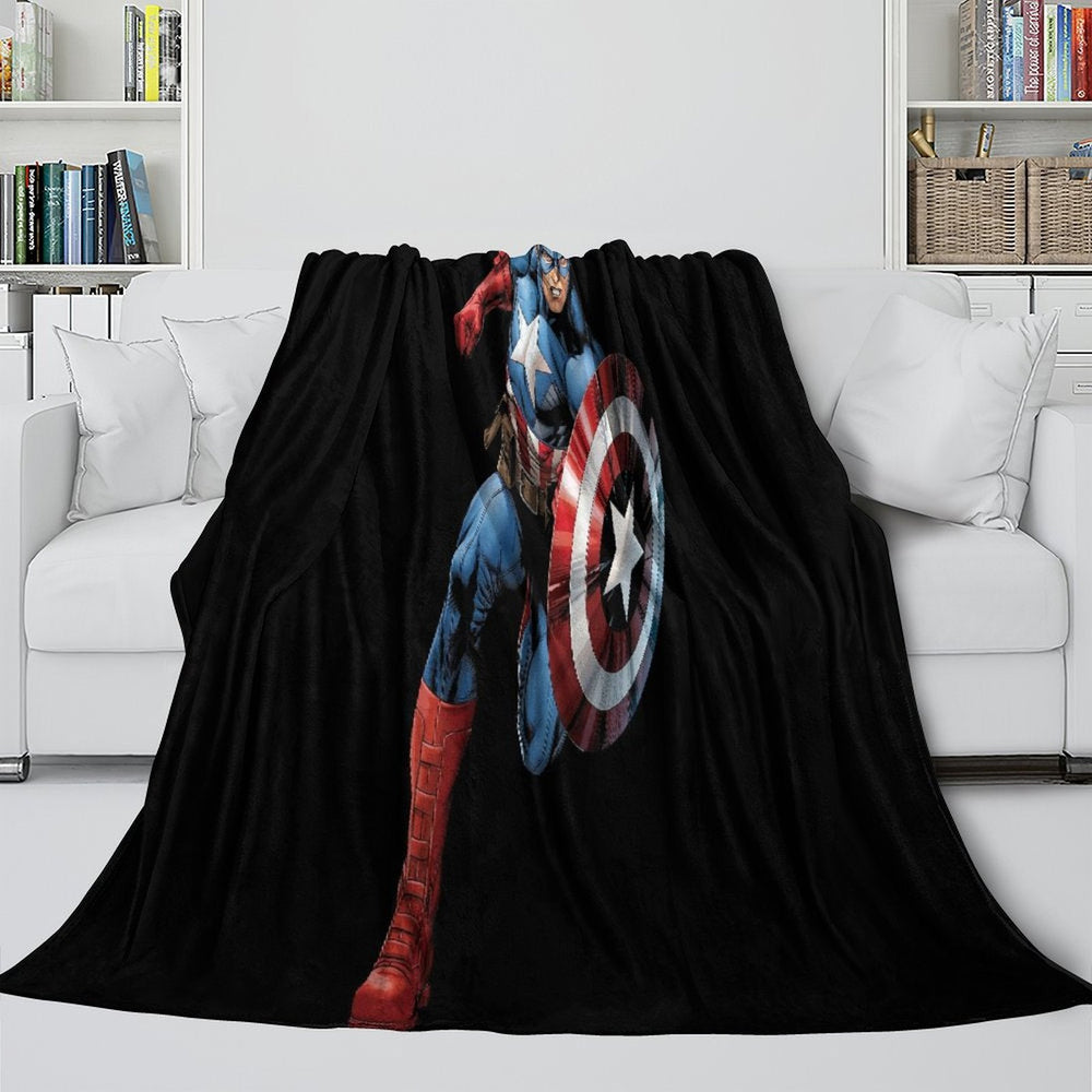 Captain America Blanket Pattern Flannel Kids Room Throw (ONLINE ORDER ONLY)