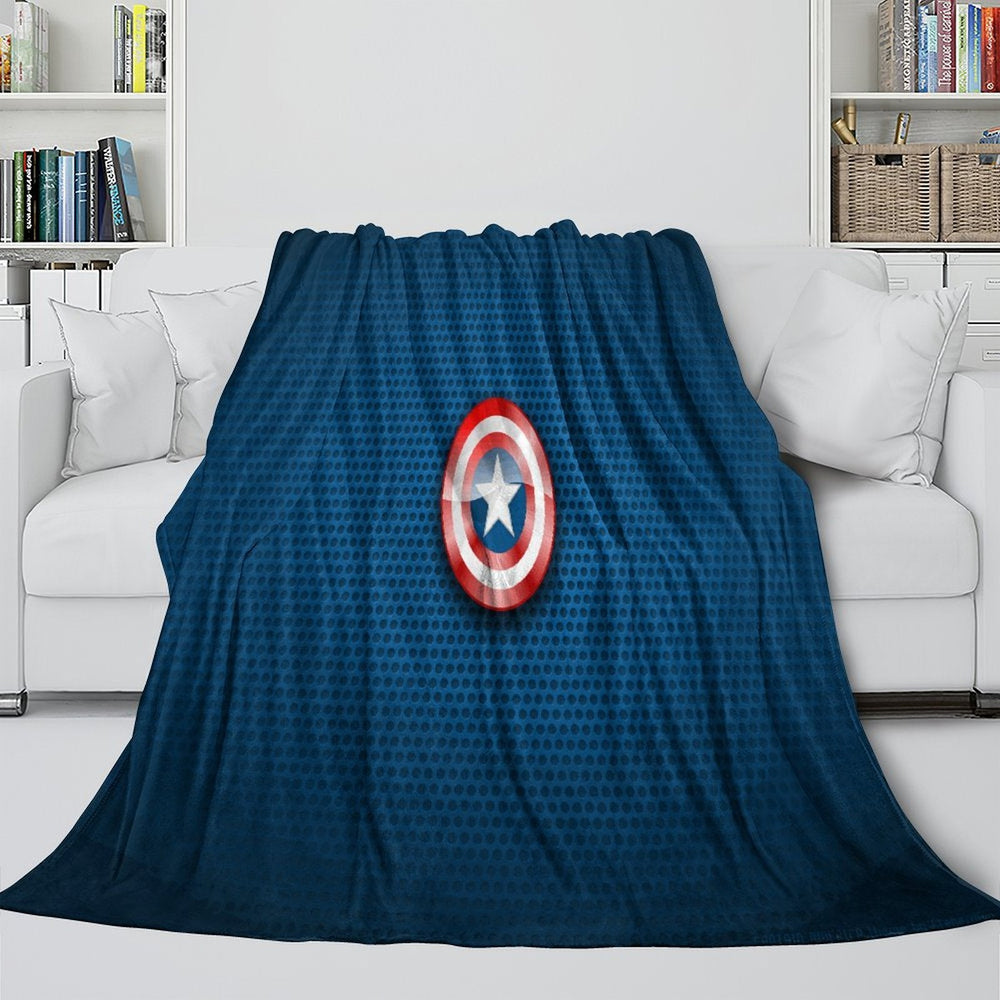 Captain America Blanket Pattern Flannel Kids Room Throw (ONLINE ORDER ONLY)