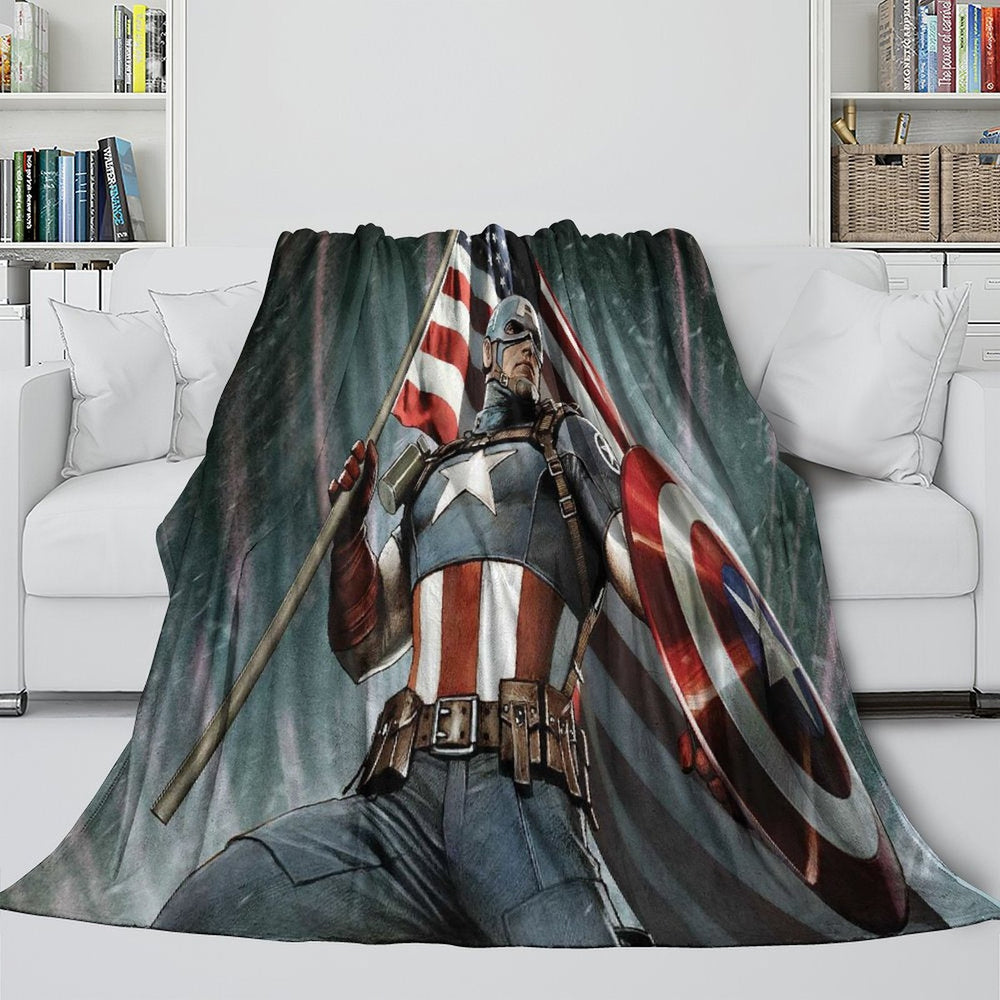 Captain America Blanket Pattern Flannel Kids Room Throw (ONLINE ORDER ONLY)