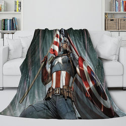 Captain America Blanket Pattern Flannel Kids Room Throw (ONLINE ORDER ONLY)