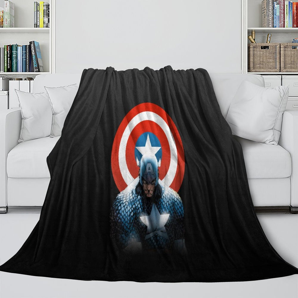 Captain America Blanket Pattern Flannel Kids Room Throw (ONLINE ORDER ONLY)