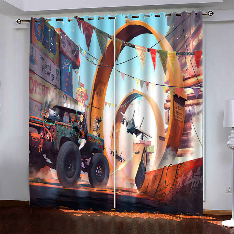 Car Model Hot Wheels Pattern Curtains Blackout Window Drapes (Online Order Only)