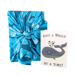 Small Reusable Cloth Furoshiki Gift Wrap | Whales & Waves (ONLINE ORDER ONLY)