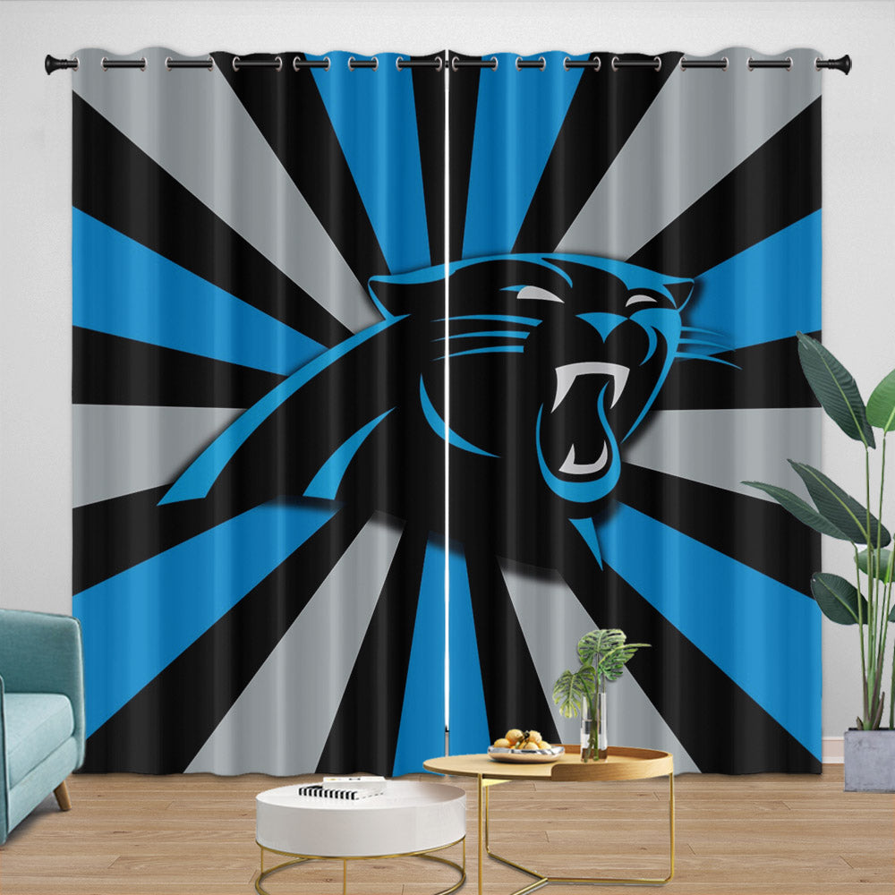 Carolina Panthers Curtains Blackout Window Drapes Room Decoration (Online Order Only)