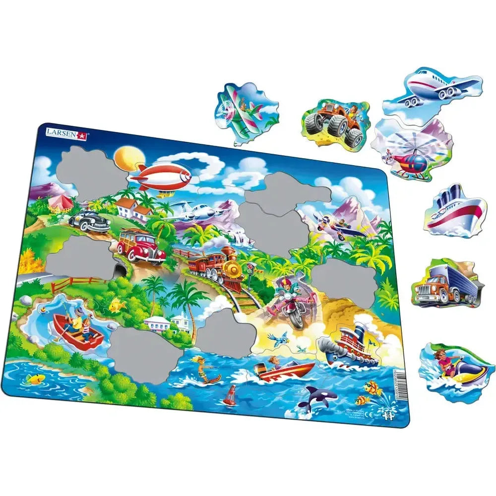 Cars, Boats, Trains & Aircrafts 18 Piece Tray Jigsaw Puzzle Larsen (ONLINE ORDER ONLY)