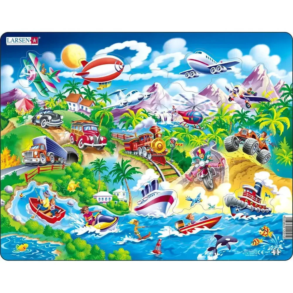 Cars, Boats, Trains & Aircrafts 18 Piece Tray Jigsaw Puzzle Larsen (ONLINE ORDER ONLY)