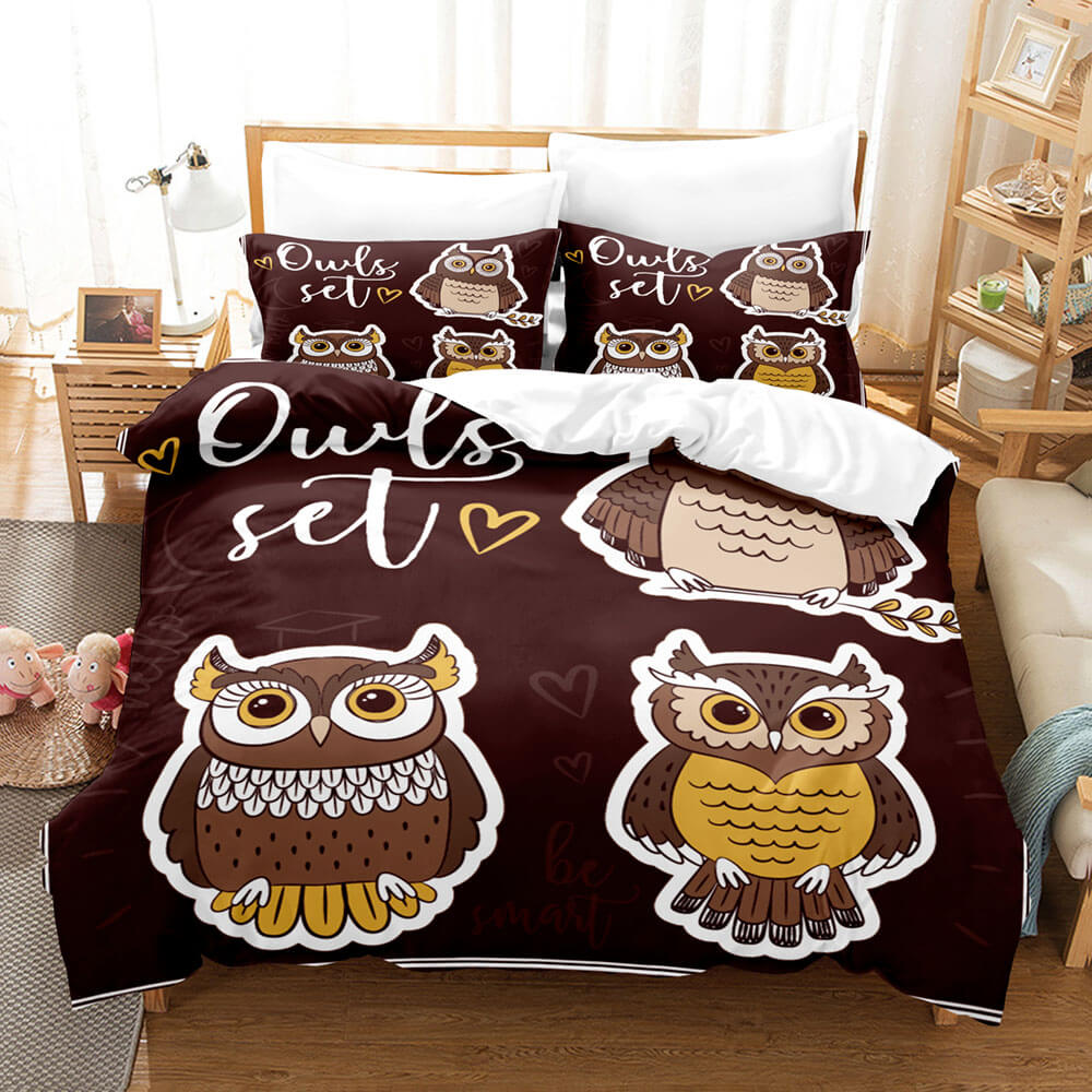 Cartoon Animals Owl Bedding Sets Quilt Cover Without Filler (Online Order Only)