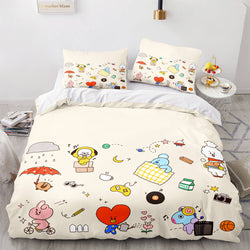 Cartoon BT21 BTS Butter Bedding Set Quilt Duvet Covers Bedding Sets (Online Order Only)