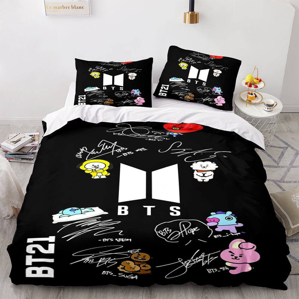 Cartoon BT21 BTS Butter Bedding Set Quilt Duvet Covers Bedding Sets (Online Order Only)