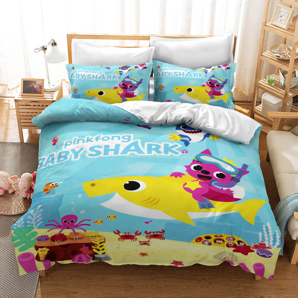 Cartoon Baby Shark Bedding Set Kids Quilt Cover Without Filler (Online Order Only)