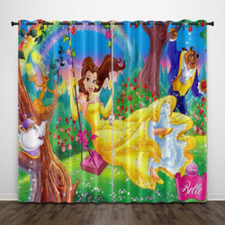 Cartoon Beauty and the Beast Curtains Pattern Blackout Window Drapes (Online Order Only)