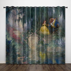 Cartoon Beauty and the Beast Curtains Pattern Blackout Window Drapes (Online Order Only)