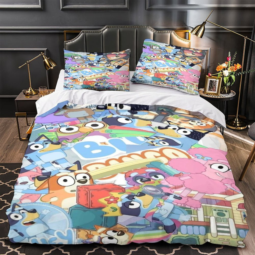 Cartoon Bluey Duvet Cover Pattern Bedding Set Room Decoration (ONLINE ORDER ONLY)