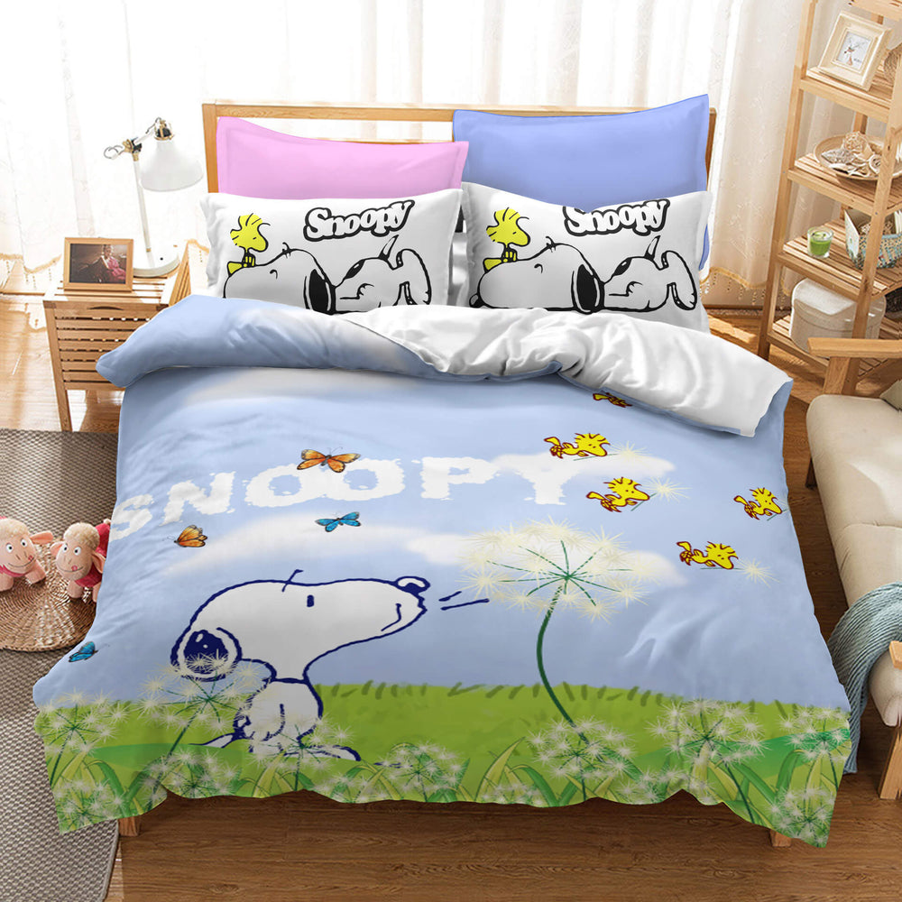 Snoopy Pattern Bedding Set Quilt Duvet Cover Without Filler (Online Order Only)