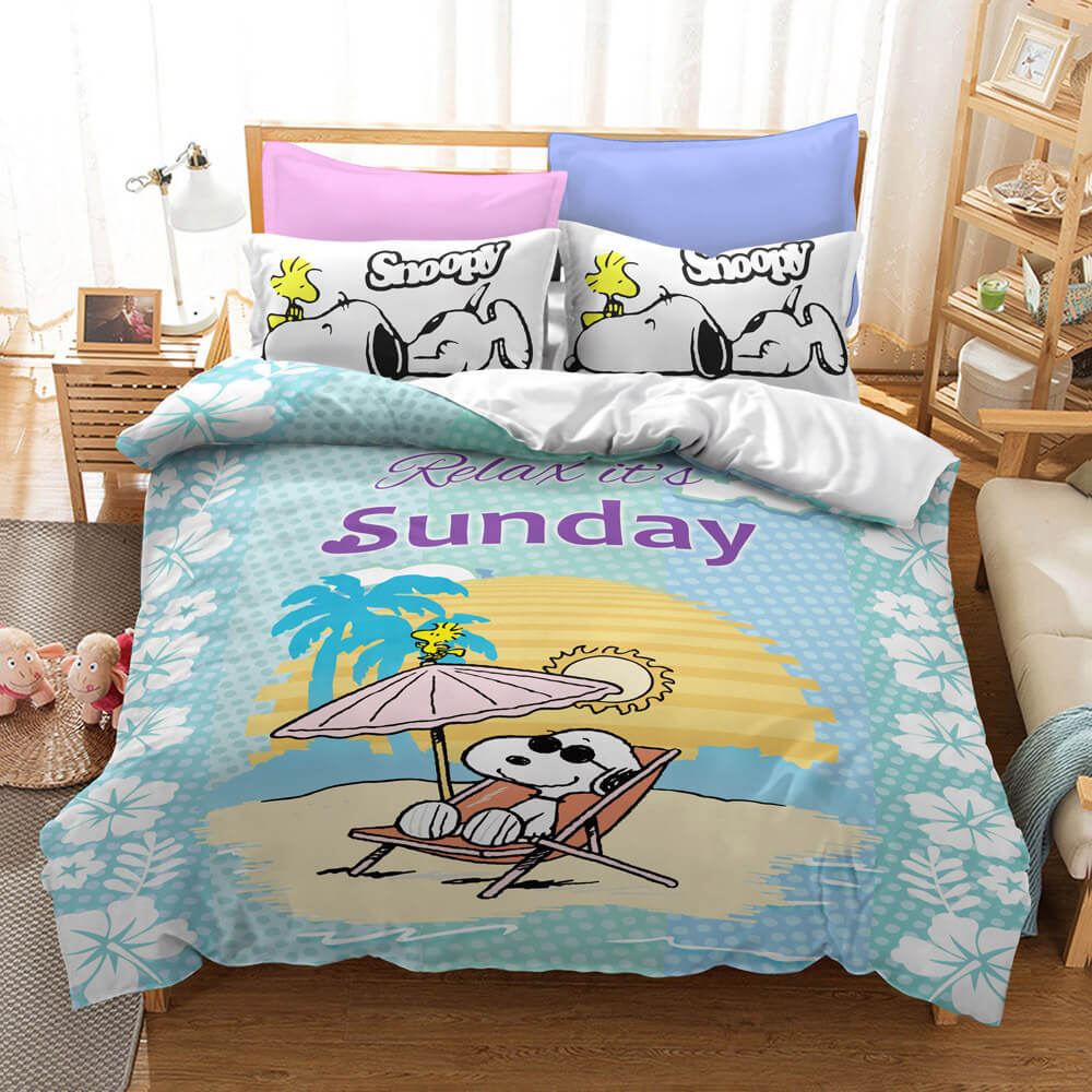 Snoopy Pattern Bedding Set Quilt Duvet Cover Without Filler (Online Order Only)