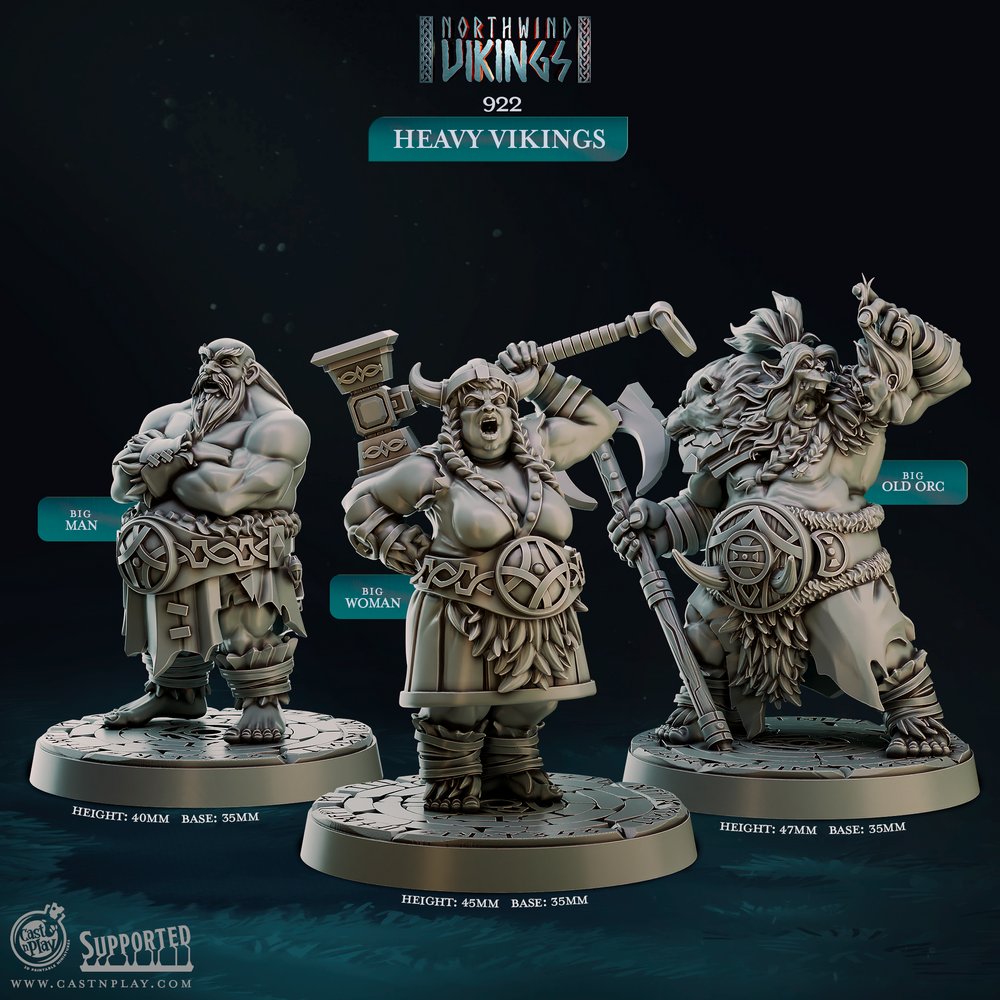 3D Printed Cast n Play Heavy Vikings Northwind Vikings 28mm 32mm D&D (Online Only)