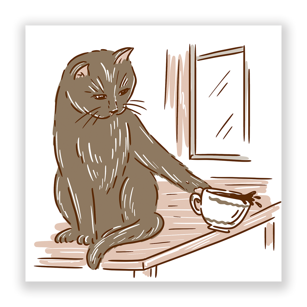 Cat On Table Sticker