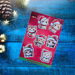 Adorable Christmas Cats Sticker Sheet 7 Stickers (ONLINE ORDER ONLY)