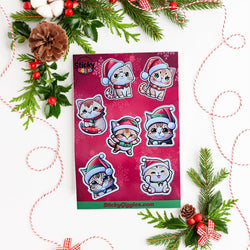 Adorable Christmas Cats Sticker Sheet 7 Stickers (ONLINE ORDER ONLY)