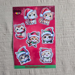 Adorable Christmas Cats Sticker Sheet 7 Stickers (ONLINE ORDER ONLY)