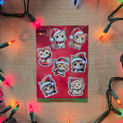 Adorable Christmas Cats Sticker Sheet 7 Stickers (ONLINE ORDER ONLY)