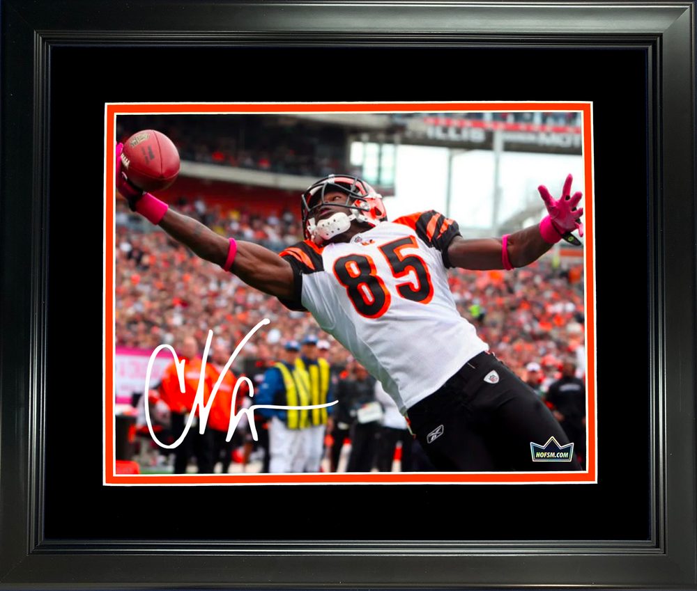 Framed Chad Johnson Ochocinco Cincinnati Bengals Facsimile Laser Engraved Signature Auto 11"x14" Football Photo HOFSM Holo (ONLINE ORDER ONLY)