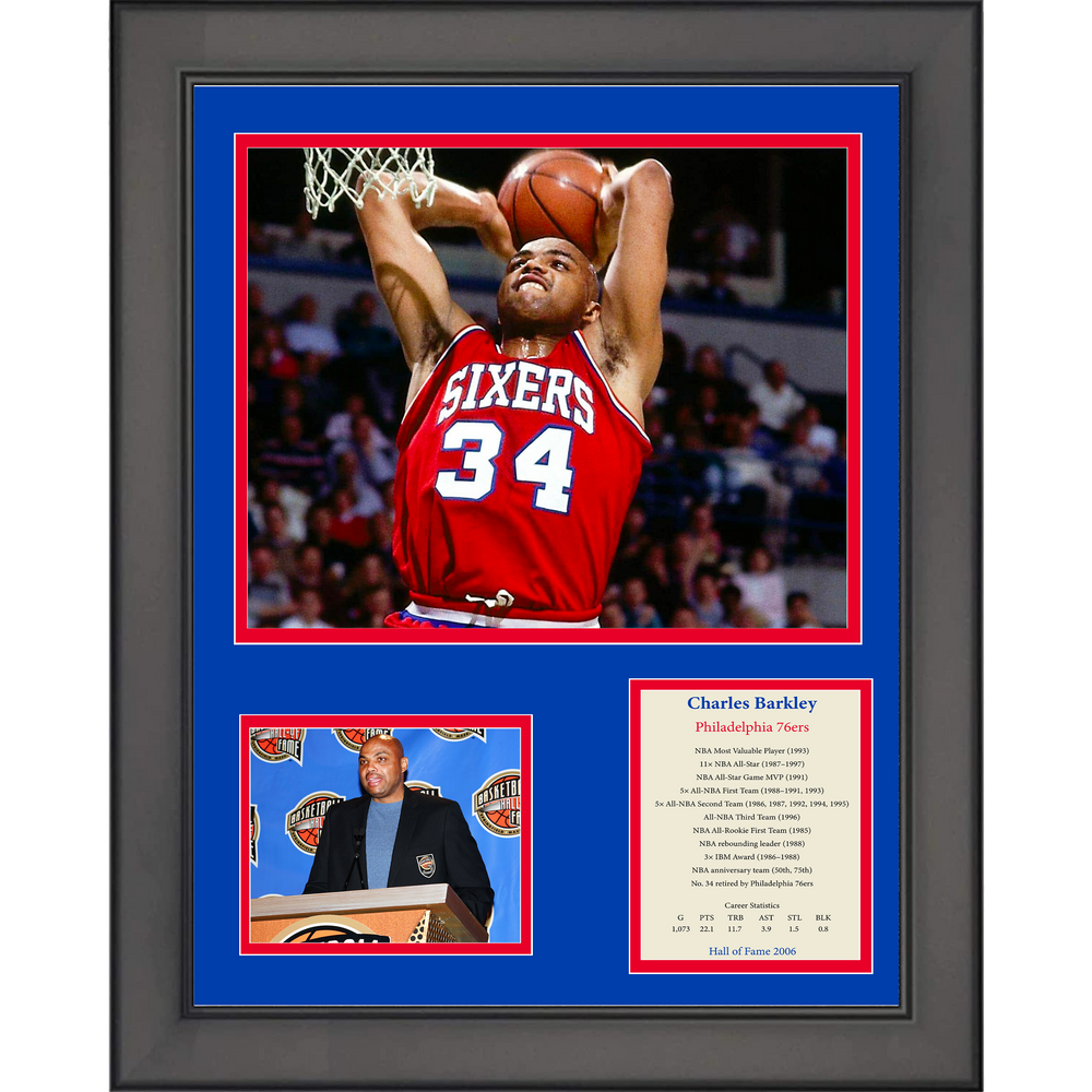 Framed Charles Barkley Hall of Fame Philadelphia 76ers Basketball 11"x14" Three Photo Collage (ONLINE ORDER ONLY)