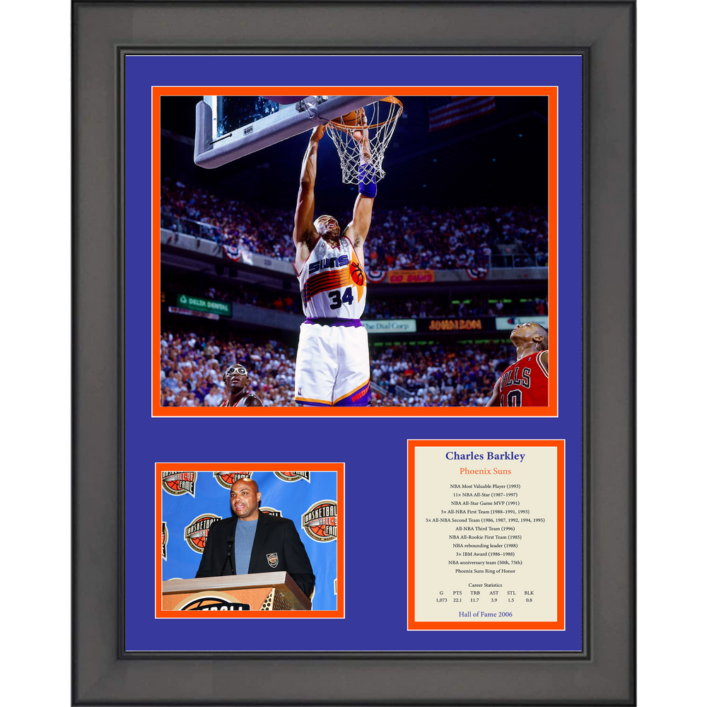 Framed Charles Barkley Hall of Fame Phoenix Suns Basketball 11"x14" Three Photo Collage (ONLINE ORDER ONLY)