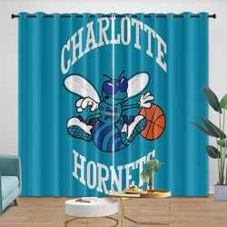 Charlotte Hornets Curtains Blackout Window Drapes Room Decoration (Online Order Only)
