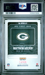 Graded 2025 Panini Instant Matthew Golden #RPSFL21 RPS First Look Rookie RC Football Card PSA 9 Mint (ONLINE ORDER ONLY)