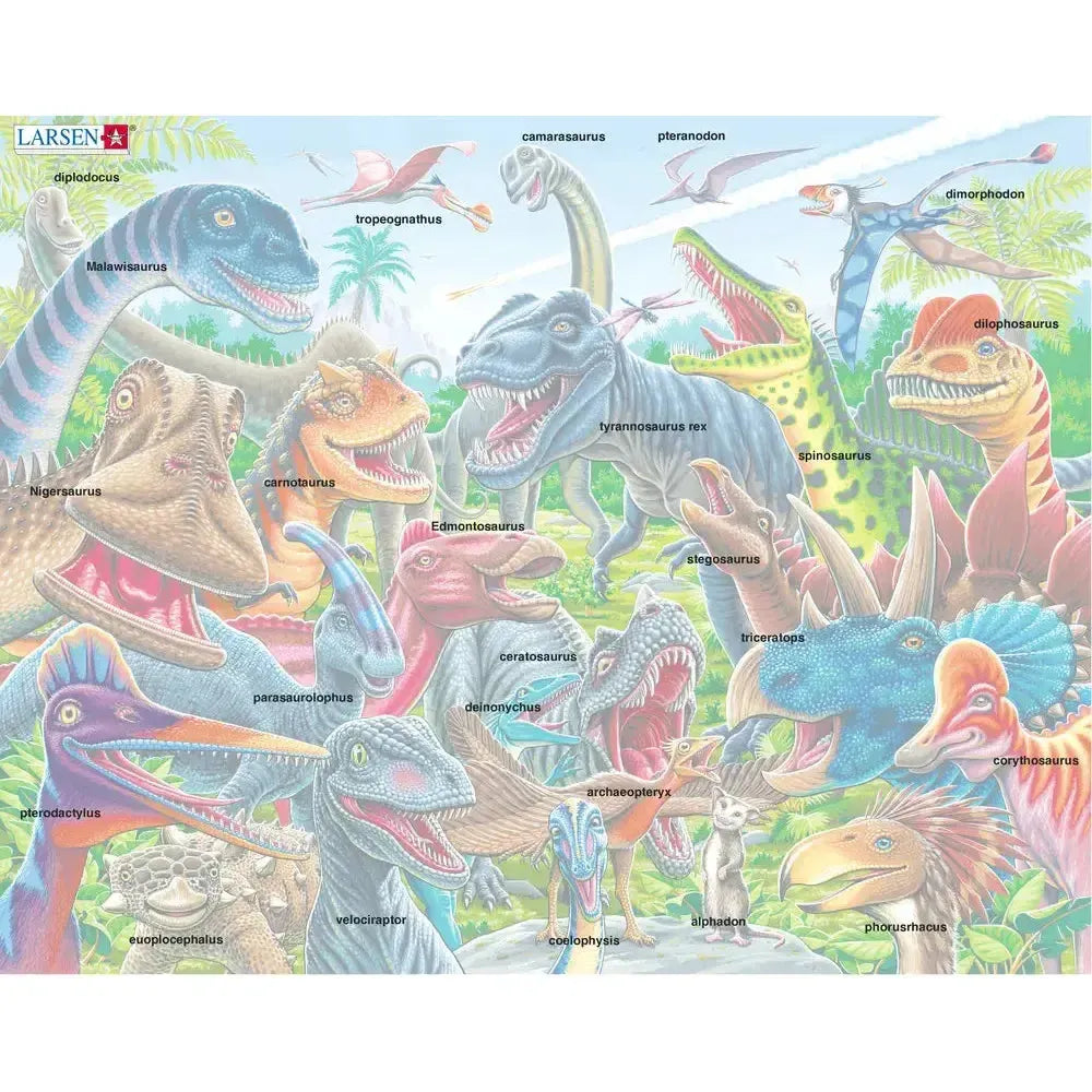 Cheerful Dinosaurs Selfie 43 Piece Tray Jigsaw Puzzle Larsen (ONLINE ORDER ONLY)