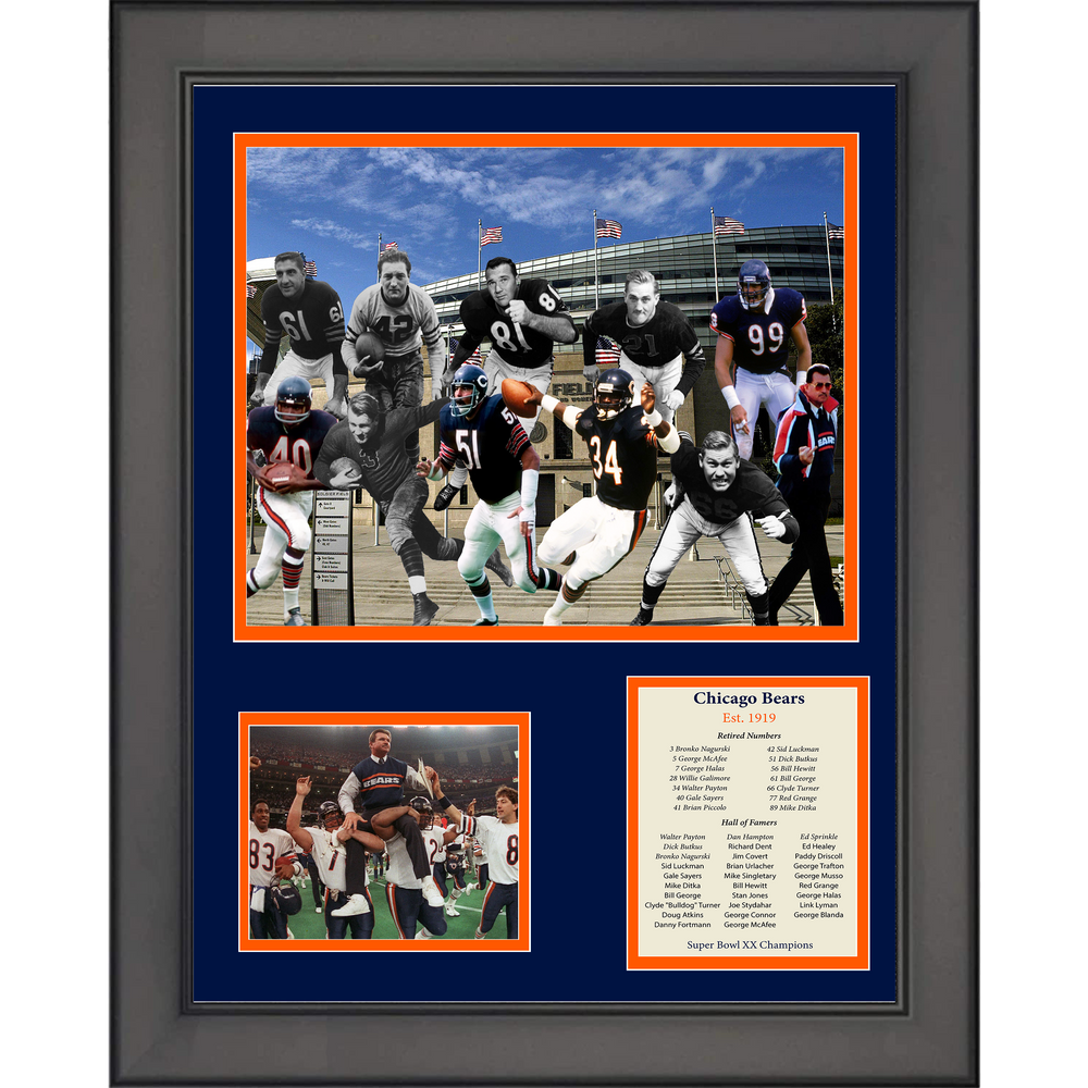 Framed Chicago Bears All-Time Greats Legends 11"x14" Football Three Photo Collage (ONLINE ORDER ONLY)