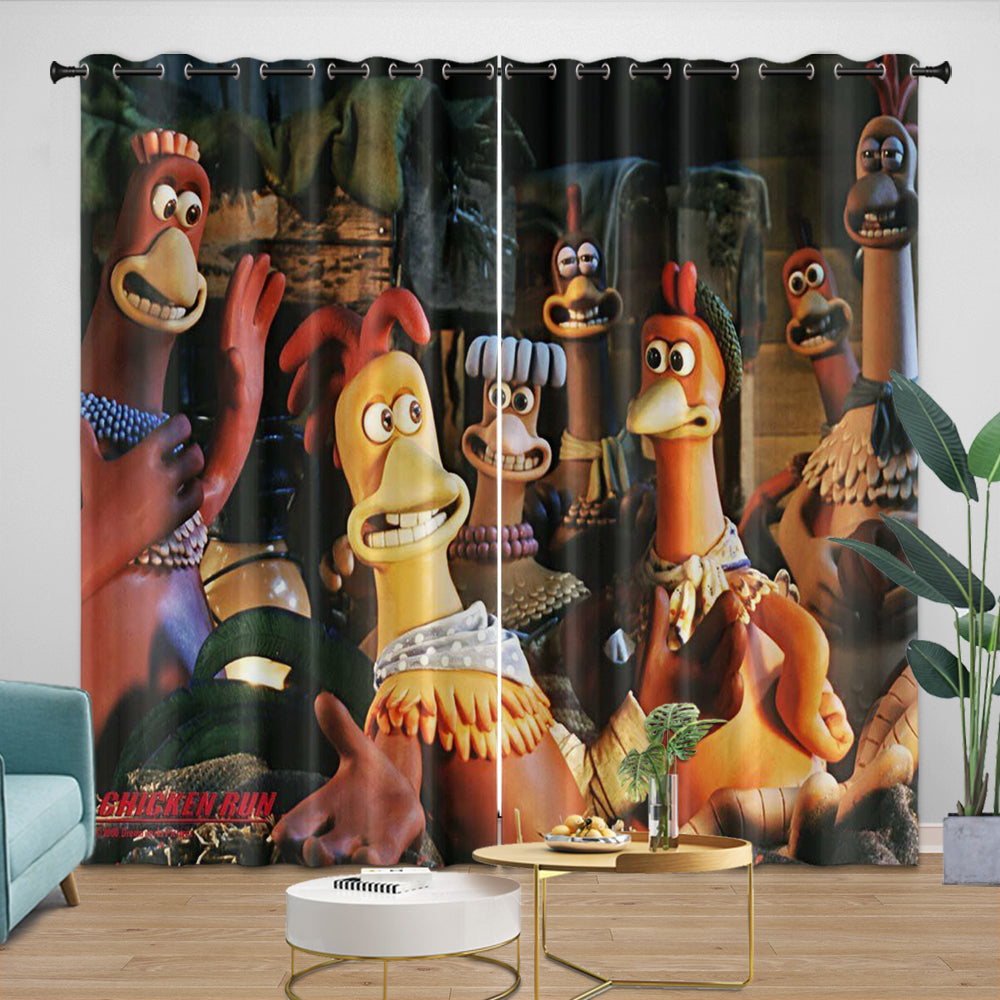 Chicken Run Curtains Pattern Blackout Window Drapes (ONLINE ORDER ONLY)